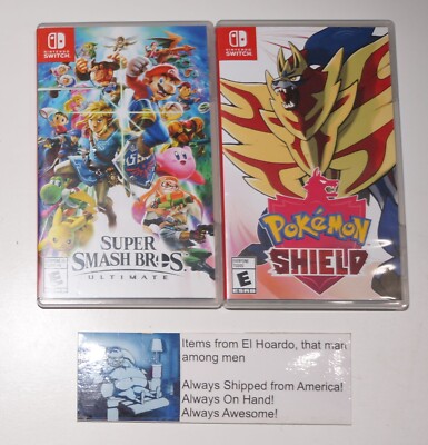 Lot of Two Cases Pokemon Shield and Super Smash Bros Ultimate Nintendo ...