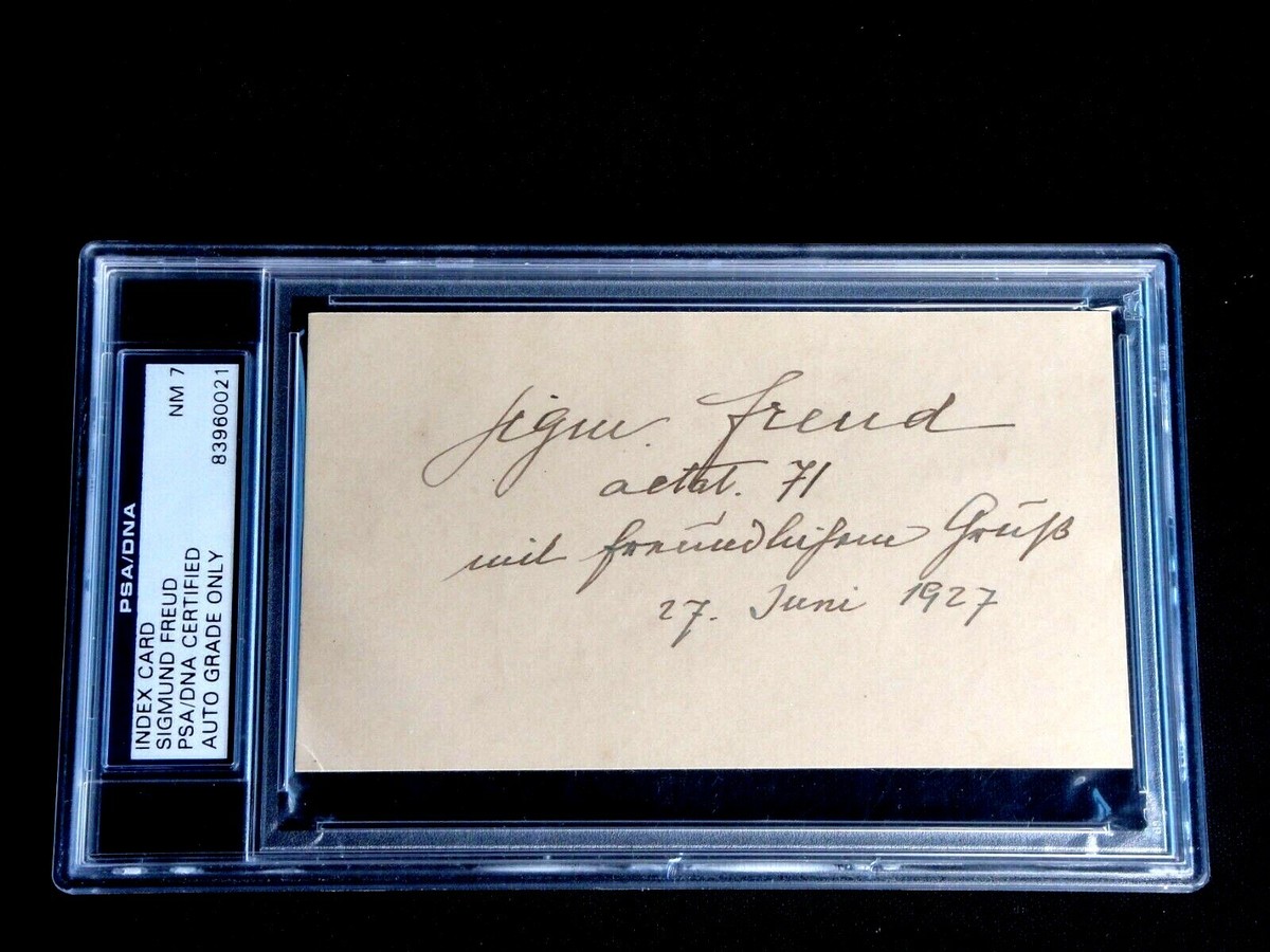 DR. SIGMUND FREUD SIGNED ORIGINAL 1927 POSTCARD PSA/DNA CERTIFIED