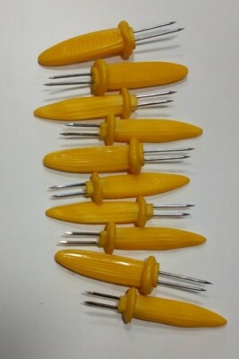 Lot Of 10 Corn On The Cob 2-prong Holders