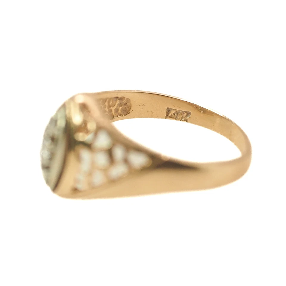 Anel marquesa vintage da década de 1980 corte redondo diamante ouro 14K tamanho 8,25 - Imagem 4 de 4