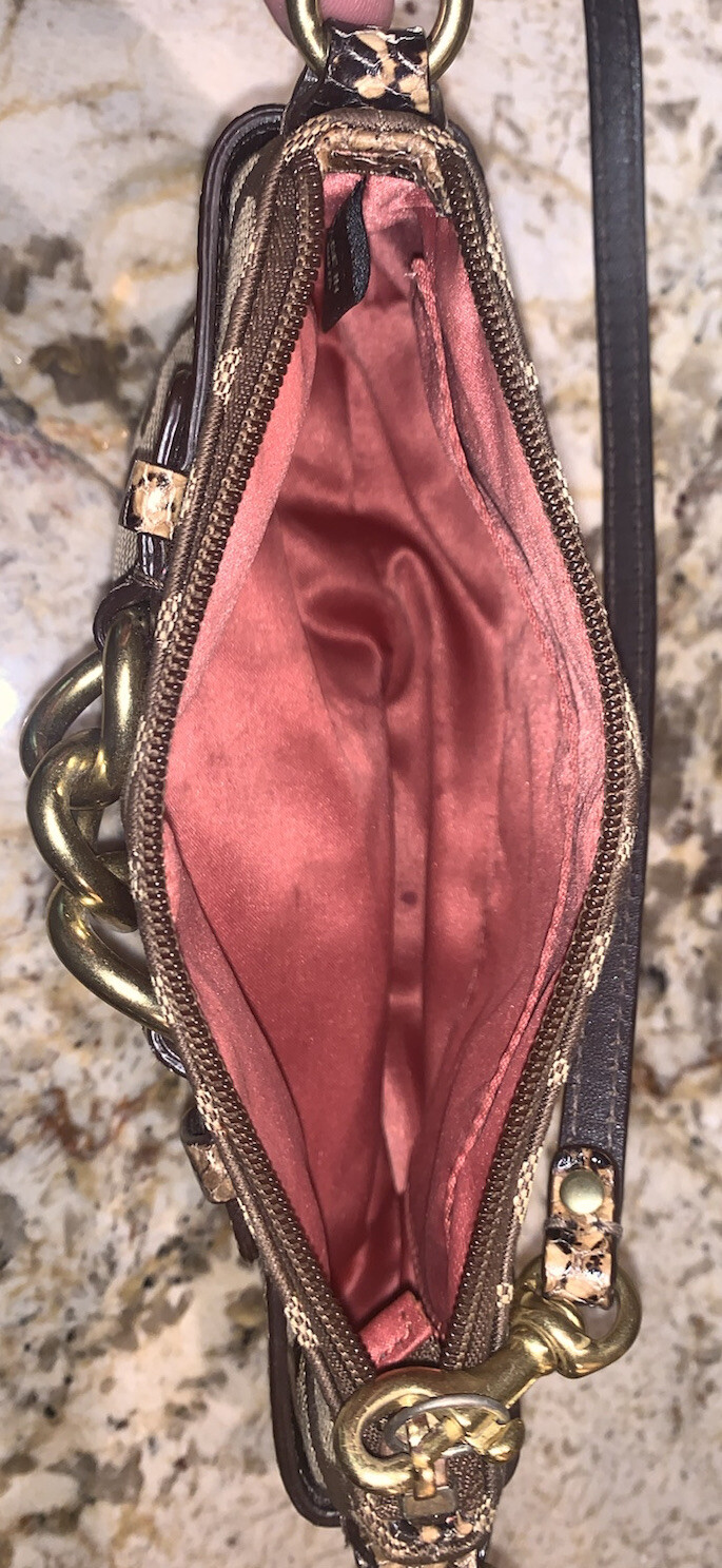 Coach Logo Python Chain Accent Wristlet Pouch Sig… - image 8