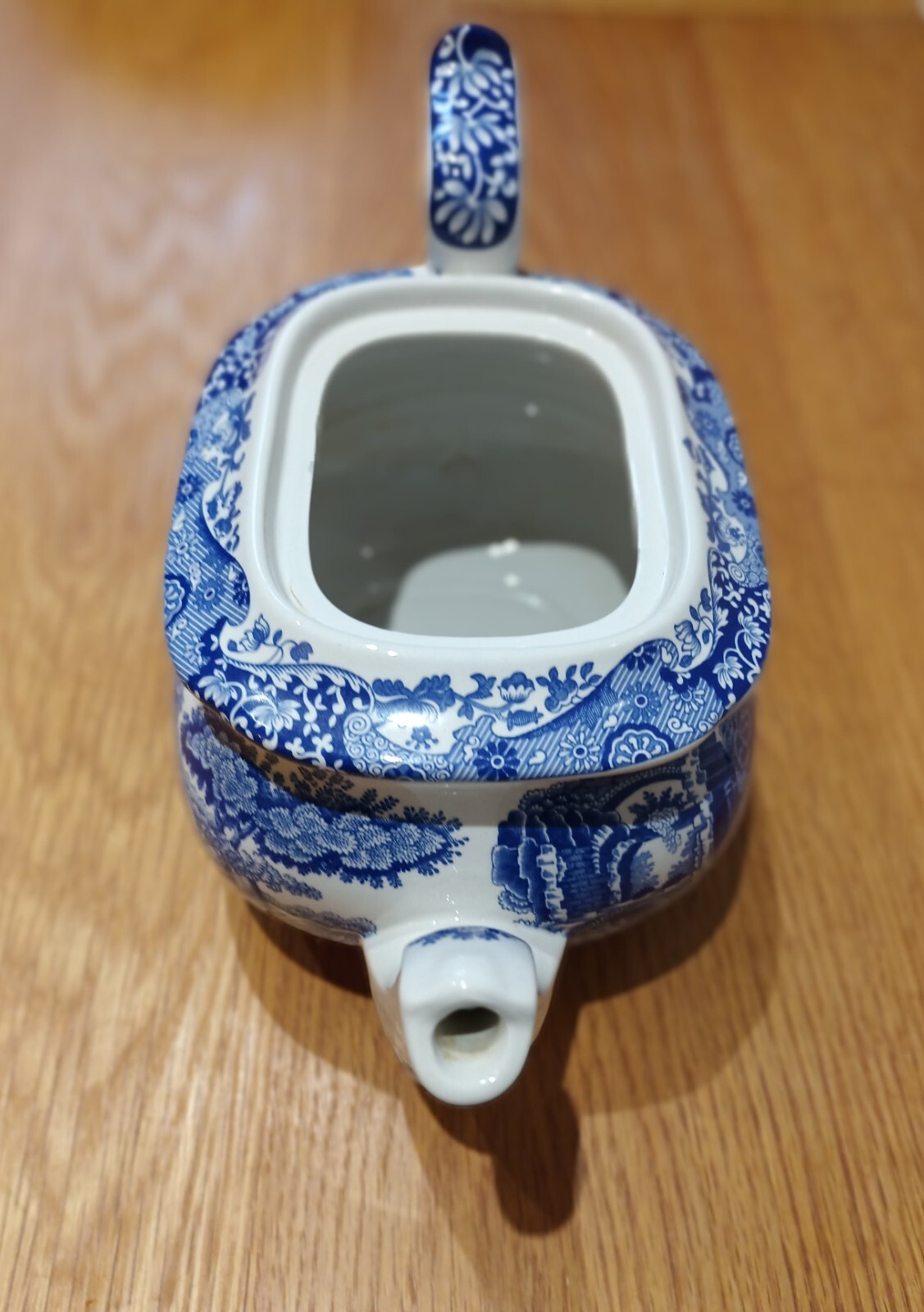 Spode Italian Blue tea set. Large tea pot, milk jug and sugar bowl. VG