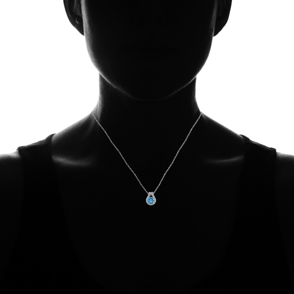 GemStar USA Sterling Silver Necklace With Gemstones & White Topaz – Elegant Statement Pendant - View #7