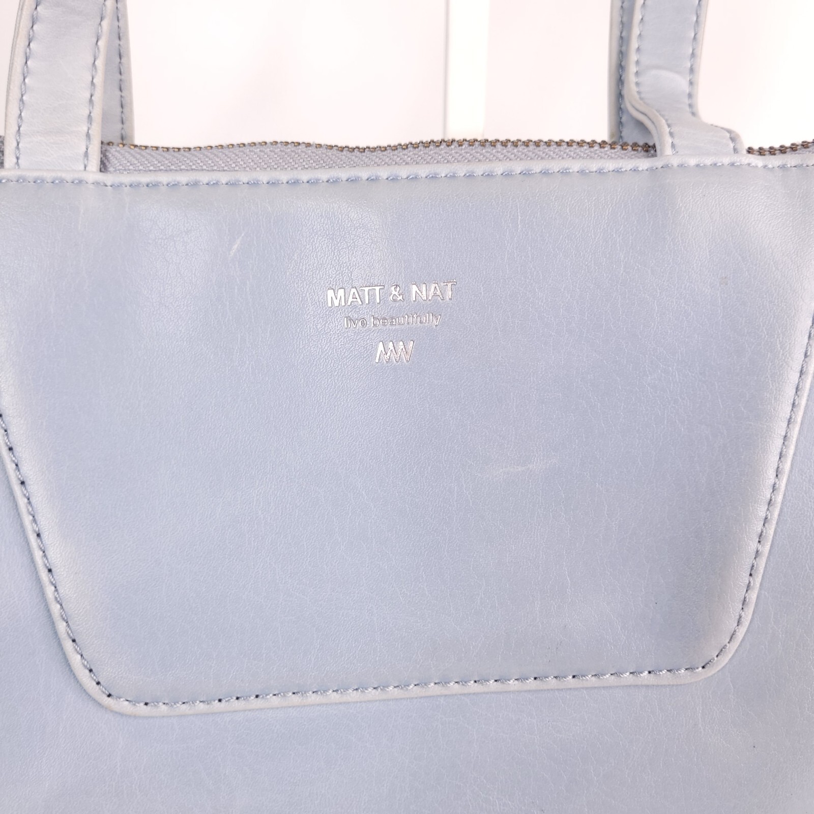 Matt & Nat Tote Bag Vegan Leather Light Pale Blue… - image 16