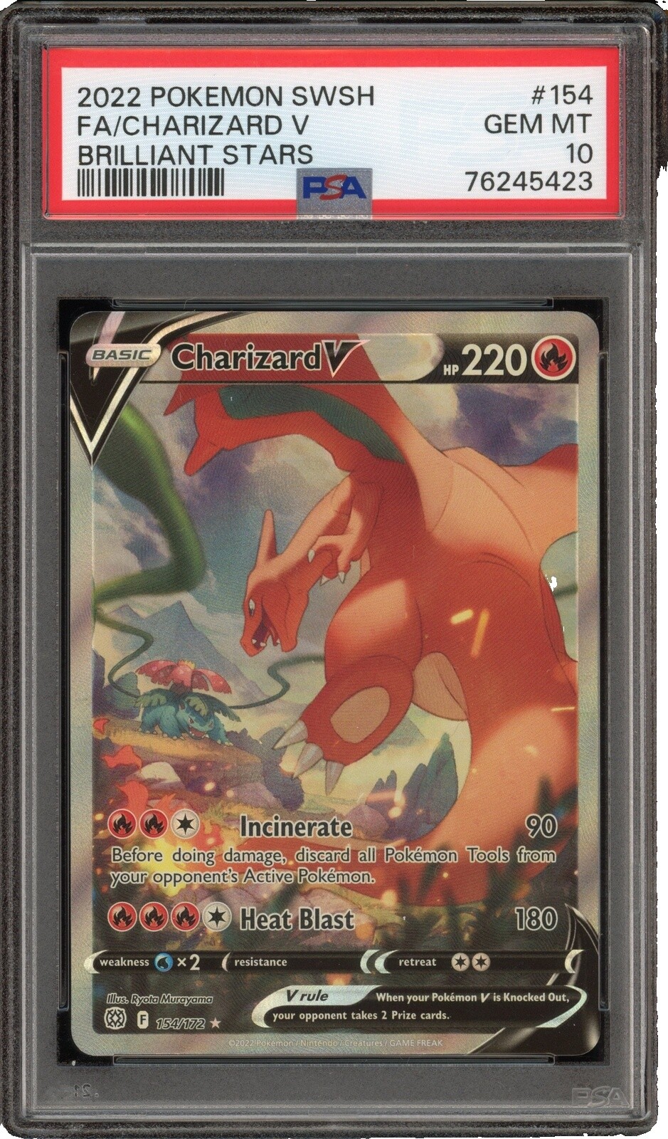 pokemon card 154 172 PSA10*** 2022 SWSH BRILLIANT STARS CHARIZARD V 154/172 Colorless Retreat Cost Charizard V 154 172 |