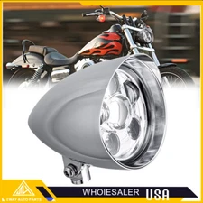 Motorcycle LED 5.75" Visor Bullet Headlight Hi/Lo For Harley Dyna Bobber Chopper
