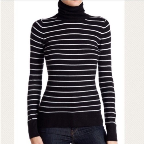White Striped Turtleneck Sweater Size 