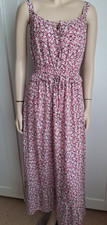 Hush Pink Floral Maxi Dress Sleeveless Elasticated Adjustable Tie Waist Lined 12