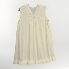 Vintage Van Raalte Nightgown Women Large Ivory Sleeveless Nylon Embroidered