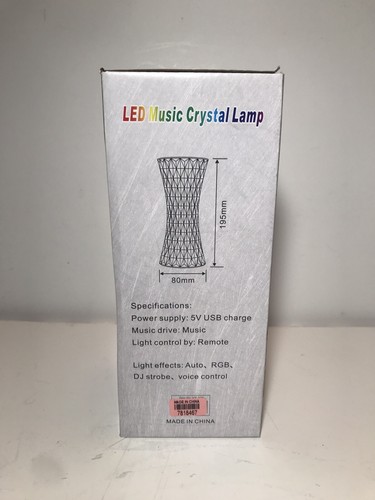 Crystal LED Music Lamp Remote Control Color Changing USB Charge R G B Untested - Picture 3 of 7