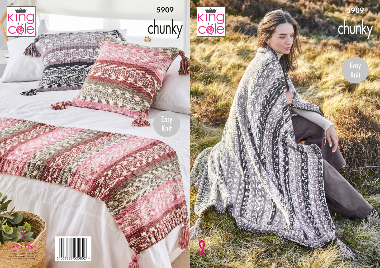 Blanket, Bed Runner and Cushions in King Cole Nordic Chunky (5909) - Image 2