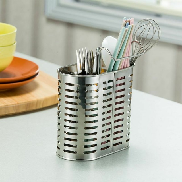 304 Stainless Steel Hanging Cutlery Holder Drainer Storage Basket