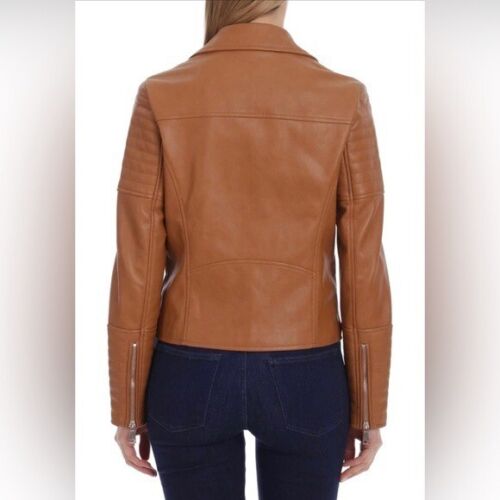 Giacca Moto 7 For All Mankind Marrone Ecopelle Asimmetrica Donna Taglia Large - Foto 2 di 11