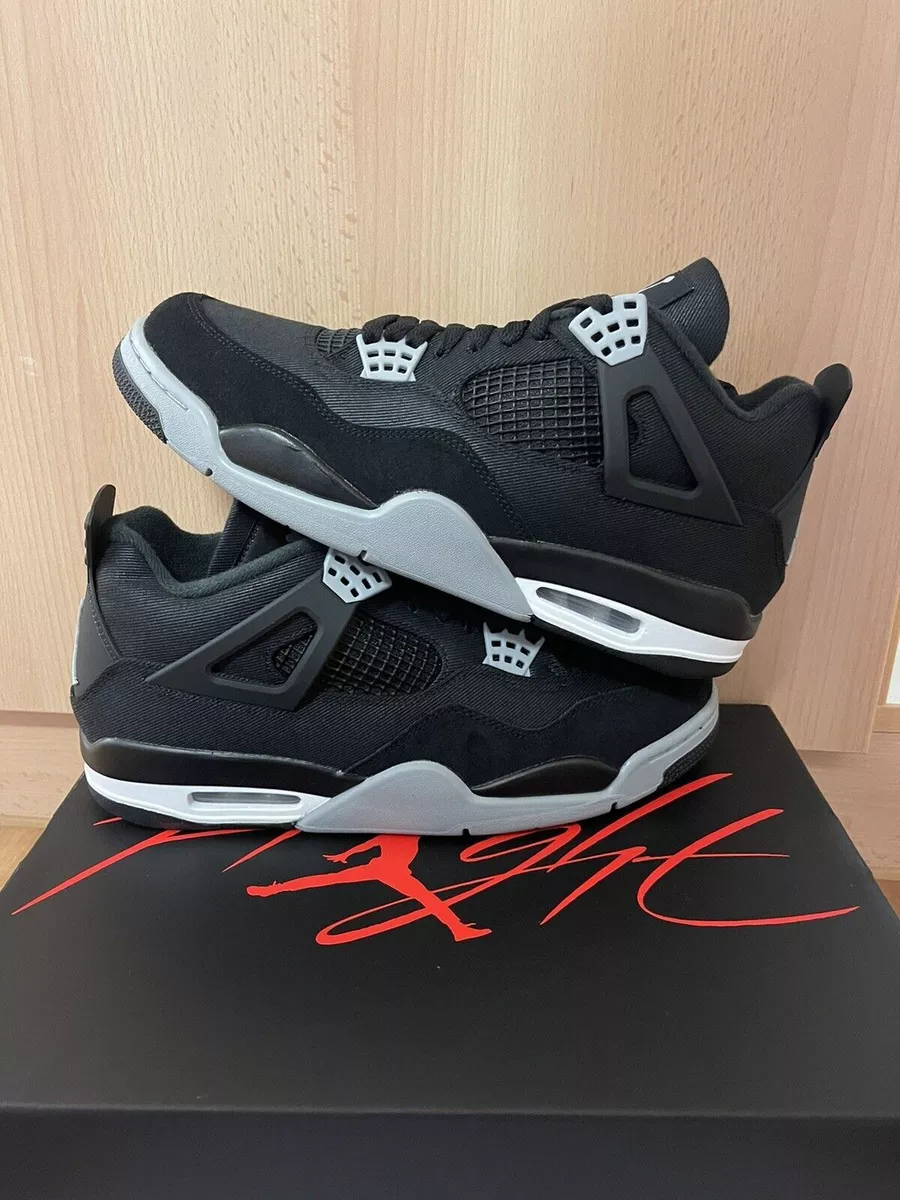 Nike Air Jordan 4 Retro Black Canvas 4-14 Steel Grey White Fire