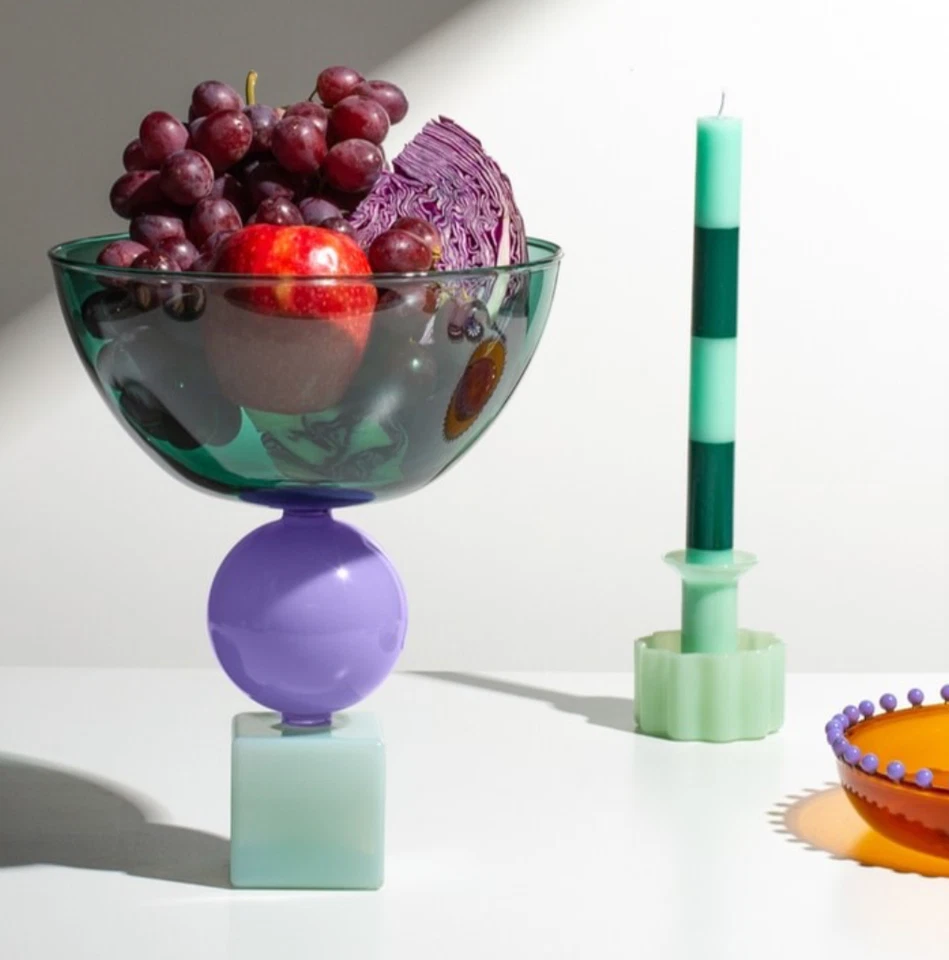 TEAL & LILAC TWO TONE MODERN PLAYFUL GEO BOWL CENTERPIECE Fazeek Handmade GEOTLJ - Image 2 of 4