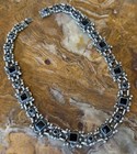 VTG MATL STYLE Sterling & OBSIDIAN Panel Link Necklace 19 In 111 Grams TAXCO — photo 8