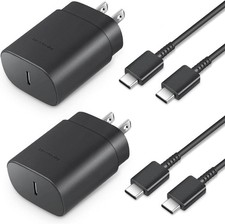 Type C Charger Fast Charging, 2-Pack 25W Wall Power Adapter black