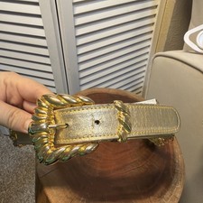 Gold Wide Waist Belt Solid Adjustable Buckle Size M for Women
