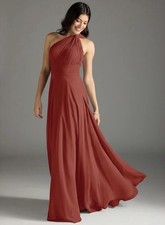 Azazie Women's Bridesmaid Dress Size 2 Terracotta Chiffon