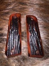 1911 Grips Camel Bone Full Size 1911 Aged Finish Stag Antler Jigged H13