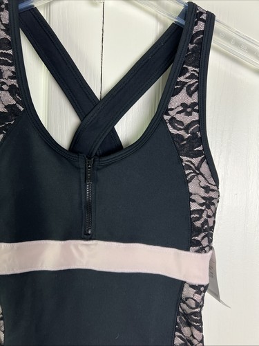 Top deportivo Bebe para mujer talla XS encaje superpuesto 1/2 cremallera frontal sin mangas EE. UU. negro G10 - Imagen 7 de 18