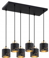 HäNgelampe Esstisch 6-Flammig Schwarz Gold E27 L:60 Cm Pendelleuchte Esszimmer