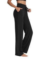 Womens Wide Leg Yoga Sweatpants Comfy Lounge Joggers with Pockets, M Size