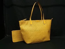 TORY BURCH Ever Ready PVC Shoulder Bag Tote Yellow Used Authentic
