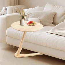 Round Tabletop Side Table, Sofa Tables Slide Under Couch for Living Room
