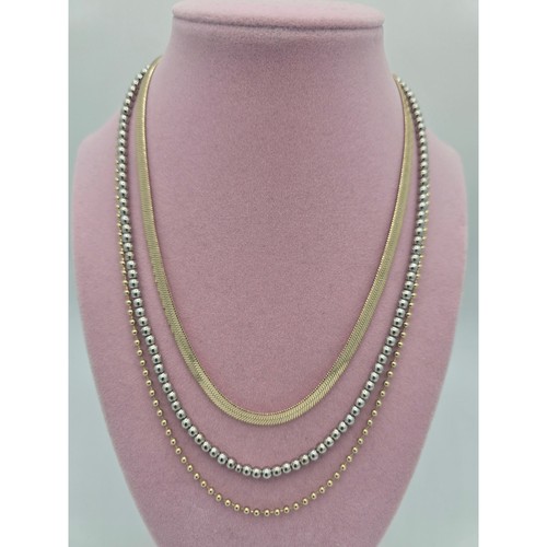 J. Crew Factory Mixed-Metal Tones (Gold & Silver) Layering Necklace Set - NWOT