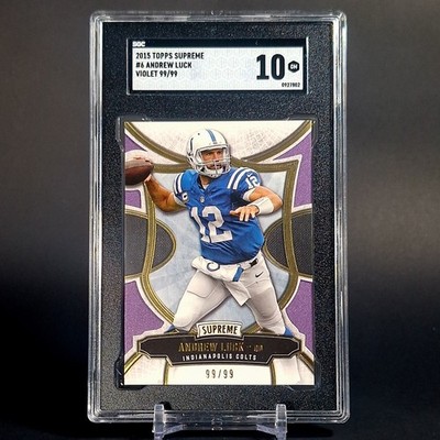 2015 Topps Andrew Luck Supreme Violet Numbered 99/99 Bookend Graded SGC 10 Slab!
