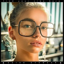 Womens 90s Oversize Rectangular Butterfly Clear Lens Eyeglasses