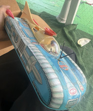 1950 s Tin Litho Spacecraft Space Toy w/ Astronaut / missing battery plate
