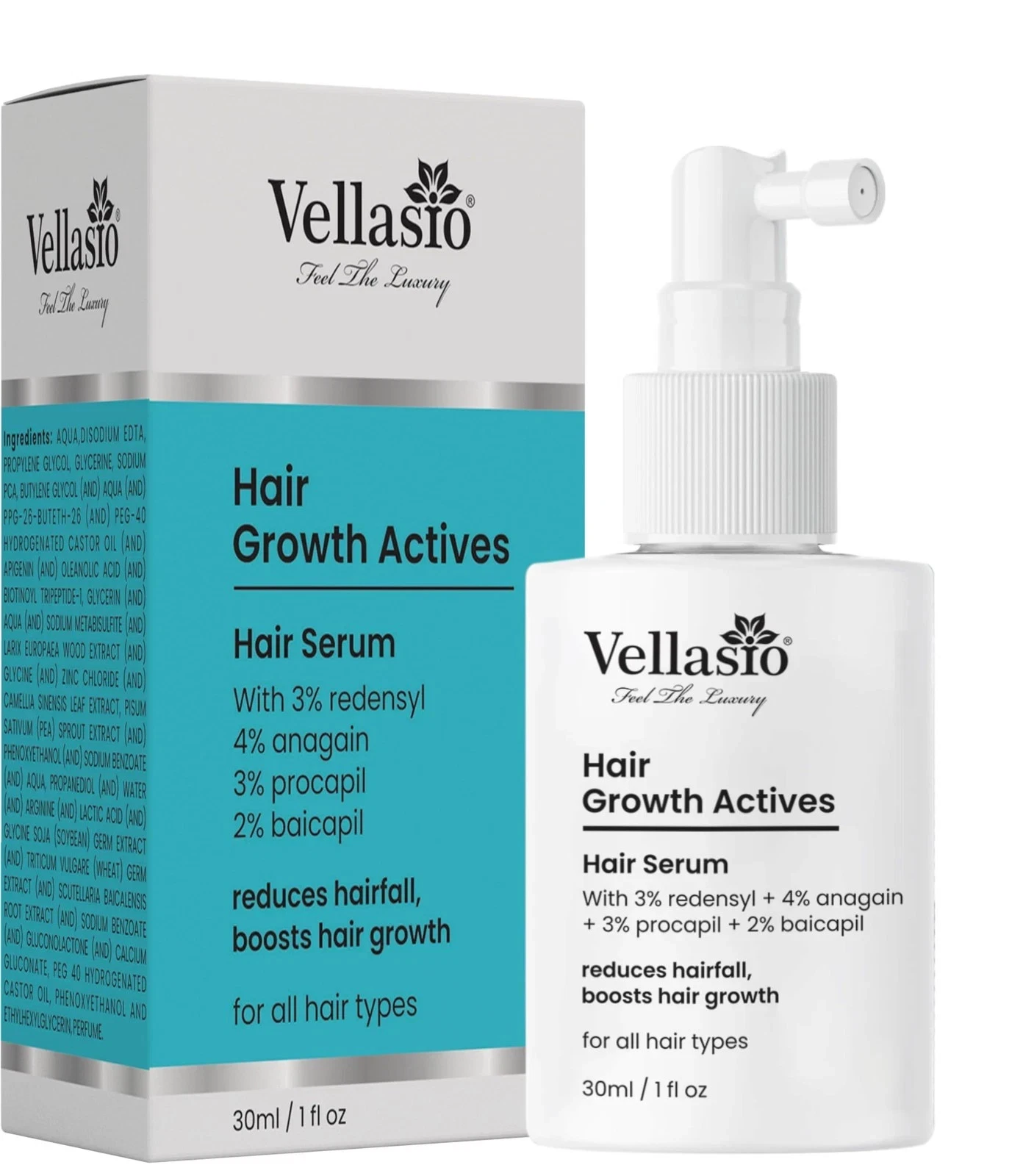 Vellasio Hair Serum Reduces Hairfall Redensyl, Anagain, Baicapil 30ml-Free Ship