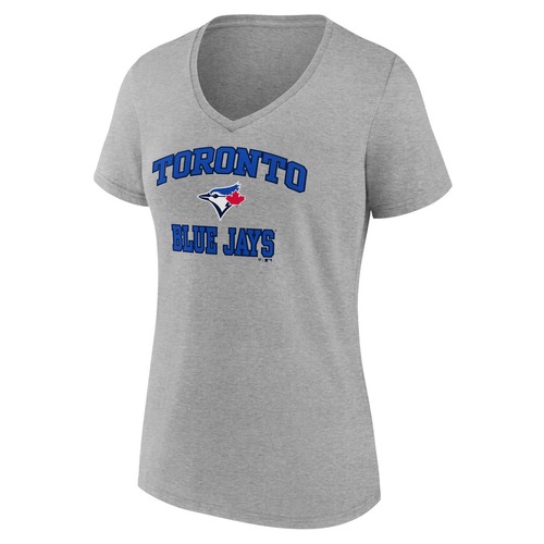 Women's Gray Toronto Blue Jays Heart and Soul V-Neck T-Shirt - 第 2/3 張圖片