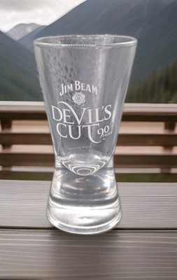 New Jim Beam White Devil's Cut 90 Proof Glass Shot Glass Bar Bourbon Whiskey