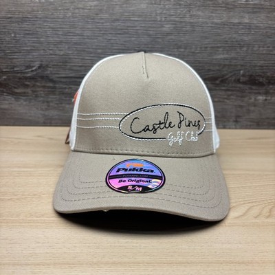 Castle Pines Golf Club Hat Cap Flex Fit Beige White Colorado Golf Course Pukka