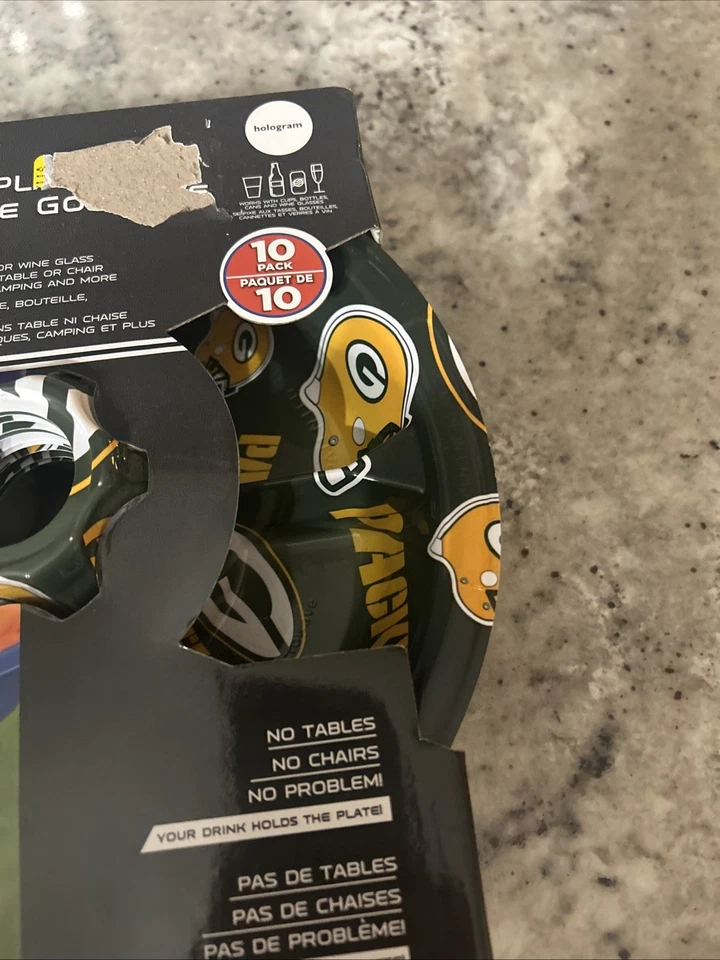The Go Plate NFL 10 Pack One Handed Drink And Food Tray. New Green Bay - Image 2 of 4