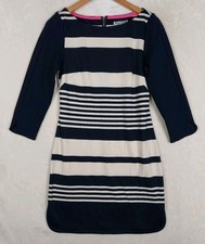 Eliza J Dress Womens 4 Aline Navy Stripped Darted Thick Knit Work Office Career