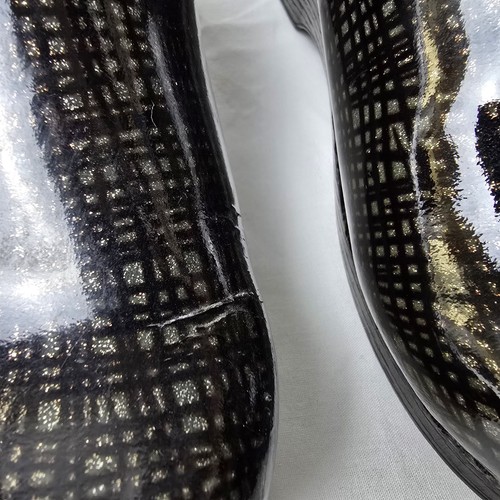Dansko Shoes Clogs Women Sz 37 6.5 Mules Heel Black Patent Leather Pattern Italy - Picture 6 of 7