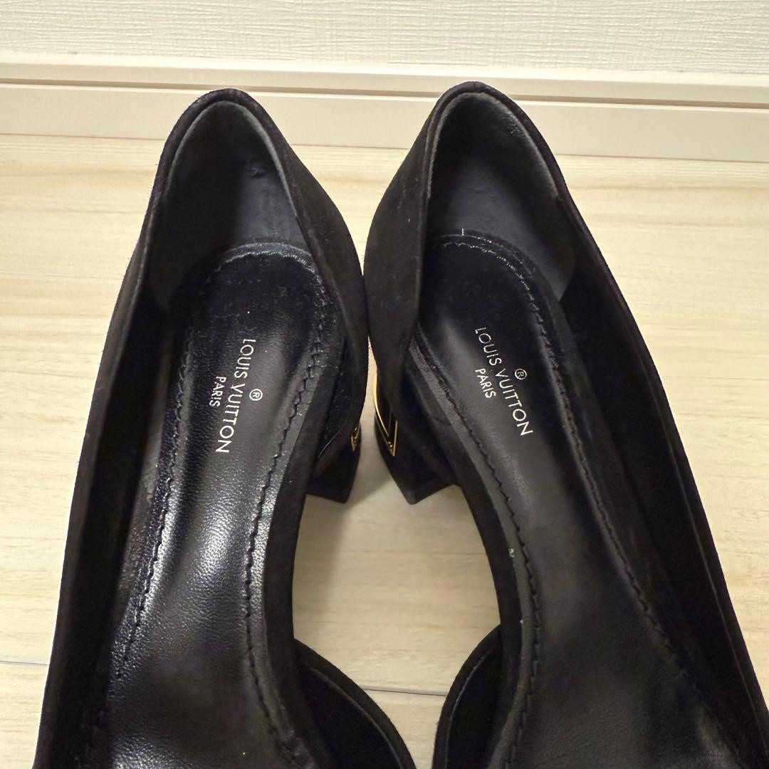 LOUIS VUITTON Suede Heel Pumps Black EU 35 135337K Authentic thumbnail 5