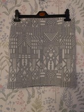 Select Size 12 Skirt • Grey Tribal Aztec Pattern Stretch Mini Very Good