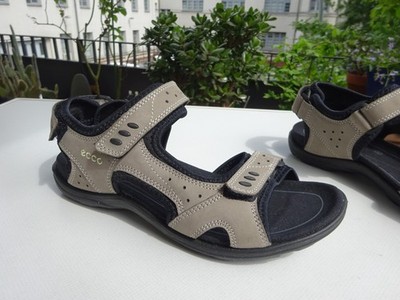 ECCO KANA Damen Schuhe Sandalen Leder Textil Klett Beige Schwarz Gr.36 Neu