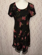 Vintage Jessica Howard Bias Cut Layered Floral Print Multicolor Shift Dress 14