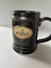 Sunset Hill stoneware Big Cat Black Drip  Glaze Stein Mug  24  oz.  New