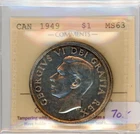 1949 Canada Silver Dollar - ICCS MS63 - Cert#XBP 110