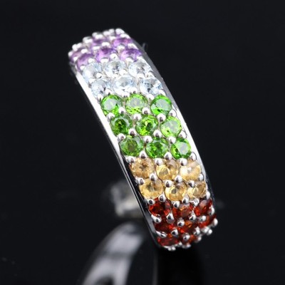 GJ69 * HARRY IVENS RING (21) 37x MULTI Blautopas, CITRIN, Amethyst BUNT 925er SI