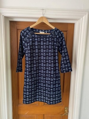 Seasalt Cornwall Herren An Tool Tunika Top Damengröße 8 blau Blumenmuster gebürstete Baumwolle