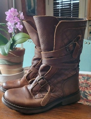 Steve Madden Harness Bandit Gothic Biker Brown Leather Boots 7.5 M Moto
