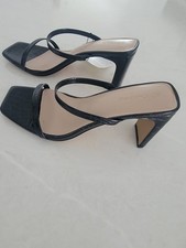 Strappy Heels 2 strap Black, Square Toe Sandals, The Drop Avery, Size 10